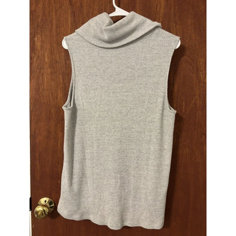 Vanessa Virginia by Anthropologie Womens XL Gray Knit Ribbed Cowl Neck Stretch - Picture 5 of 5